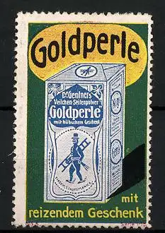 Reklamemarke Goldperle - Veilchen-Seifenpulver, Dr. Gentner, Schachtel mit Schornsteinfeger