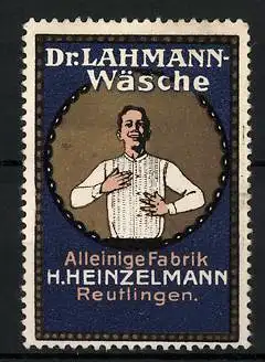 Reklamemarke Dr. Lahmann-Wäsche, Alleinige Fabrik H. Heinzelmann, Reutlingen, Mann in weissem Hemd