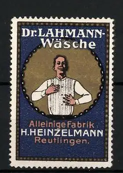 Reklamemarke Dr. Lahmann-Wäsche, Alleinige Fabrik H. Heinzelmann, Reutlingen, Mann in weissem Hemd