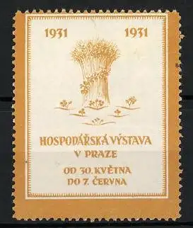 Reklamemarke Praze, Hospodárská Výstava 1931, Getreidebündel