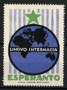 Reklamemarke Esperanto, Linguo Internacia, Stern und Erdkugel