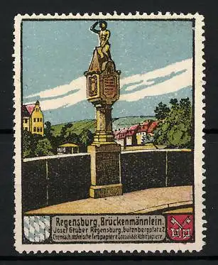 Reklamemarke Regensburg, das Brückenmännlein, Wappen