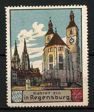Reklamemarke Regensburg, Kirche, Münster und Wappen