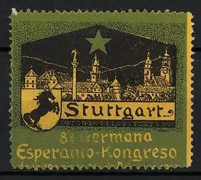 Reklamemarke Stuttgart, 8. Germana Esperanto-Kongreso 1913, Stadt, Wappen & Stern