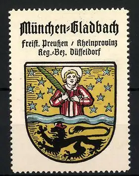 Reklamemarke München-Gladbach, Freistaat Preussen, Rheinprovinz, Reg.-Bez. Düsseldorf, Wappen