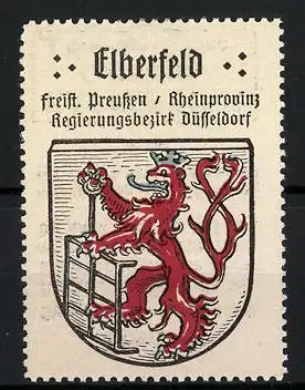 Reklamemarke Elberfeld, Freistaat Preussen, Rheinprovinz, Regierungsbezirk Düsseldorf, Wappen