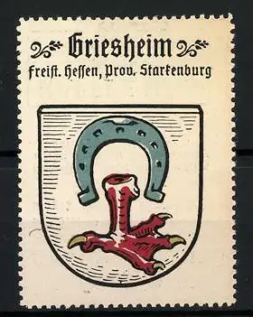 Reklamemarke Griesheim, Freistaat Hessen, Prov. Starkenburg, Wappen