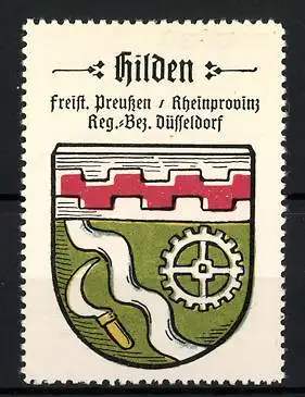 Reklamemarke Hilden, Freistaat Preussen, Rheinprovinz, Reg.-Bez. Düsseldorf, Wappen