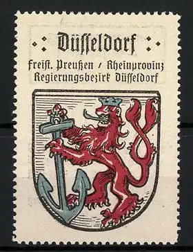 Reklamemarke Düsseldorf, Freistaat Preussen, Rheinprovinz, Regierungsbezirk Düsseldorf, Wappen