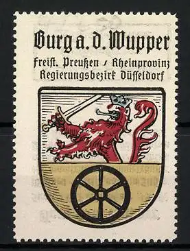 Reklamemarke Burg a. d. Wupper, Freistaat Preussen, Rheinprovinz, Regierungsbezirk Düsseldorf, Wappen