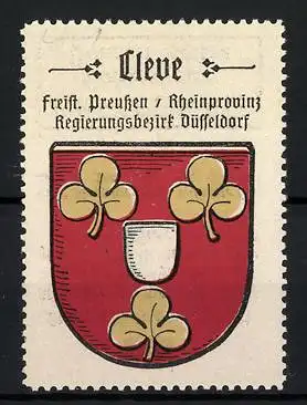 Reklamemarke Cleve, Freistaat Preussen, Rheinprovinz, Regierungsbezirk Düsseldorf, Wappen