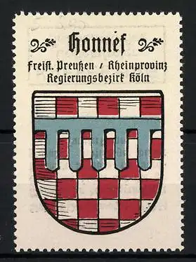 Reklamemarke Honnef, Freistaat Preussen, Rheinprovinz, Regierungsbezirk Köln, Wappen
