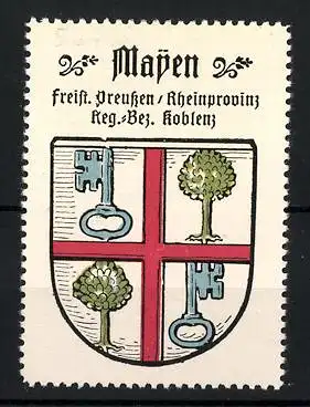 Reklamemarke Mayen, Freistaat Preussen, Rheinprovinz, Reg.-Bez. Koblenz, Wappen