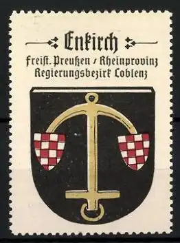 Reklamemarke Enkirch, Freistaat Preussen, Rheinprovinz, Regierungsbezirk Coblenz, Wappen