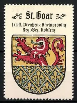 Reklamemarke St. Goar, Freistaat Preussen, Rheinprovinz, Reg.-Bez. Koblenz, Wappen