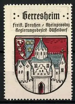 Reklamemarke Gerresheim, Freistaat Preussen, Rheinprovinz, Regierungsbezirk Düsseldorf, Wappen