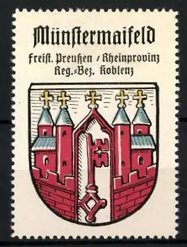 Reklamemarke Münstermaifeld, Freistaat Preussen, Rheinprovinz, Reg.-Bez. Koblenz, Wappen