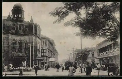 AK Colombo, National Bank Corner, Strassenbahn