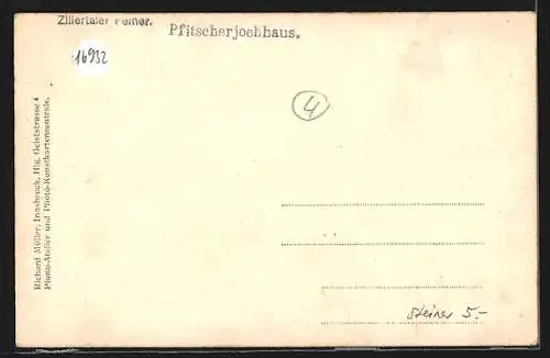 AK Pfitscherjochhaus mit Zillertaler Ferner