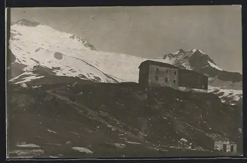 AK Pfitscher Jochhaus mit schneebedeckten Bergen