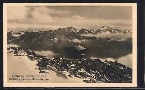 AK Schwarzensteinhütte, Berghütte gegen die Riesenferner