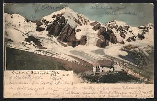 AK Schaubachhütte, Ansicht mit Bergpanorama