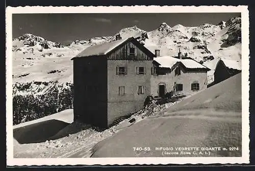 AK Rifugio Vedrette Gigante, Ansicht im Winter