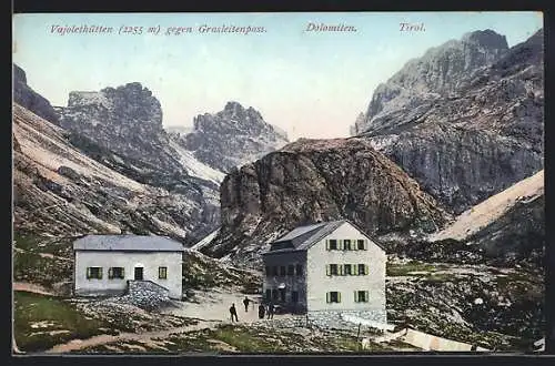 AK Vajolethütten, gegen Grasleitenpass in den Dolomiten