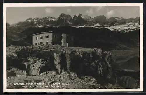 AK Rifugio Corno di Renon, verso Sella, Sassolungo e Marmolata, Berghütte