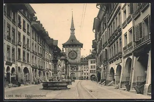 AK Bern, Zeitglockenturm mit Brunnen