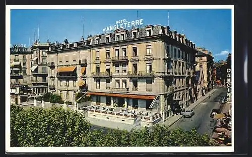 AK Genève, Hotel d`Angleterre mit Quai du Mont Blanc aus der Vogelschau