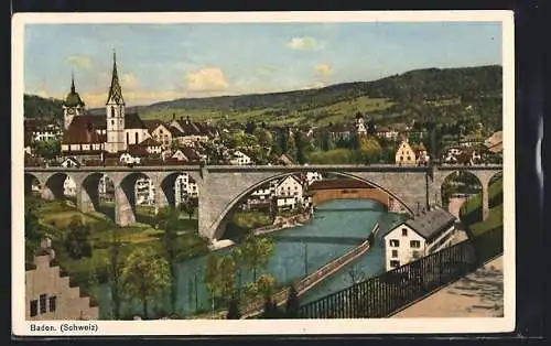 AK Baden, Ortsansicht mit Kirche