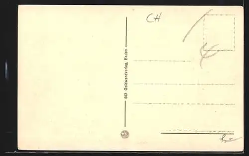 AK Baden, Ortsansicht mit Kirche