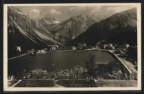 AK Arosa, Obersee, Ortsansicht aus der Vogelschau