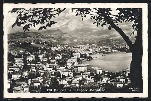 AK Lugano-Paradiso, Panorama aus der Vogelschau