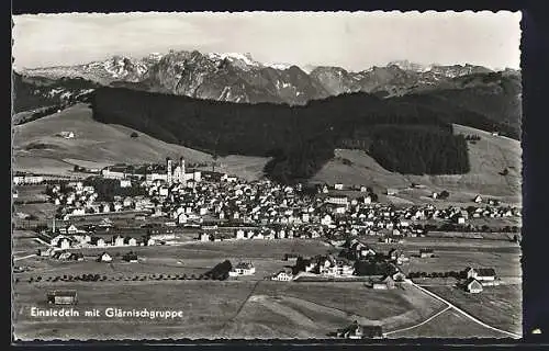 AK Einsiedeln, Gesamtansicht mit Glärnischgruppe