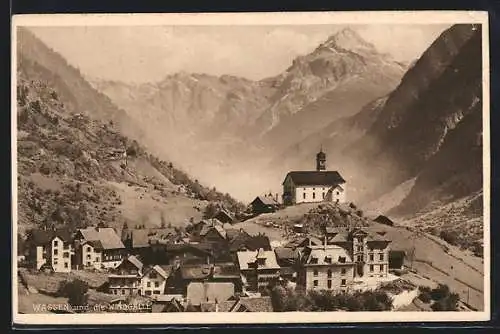 AK Wassen, Ortsansicht mit Windgälle aus der Vogelschau