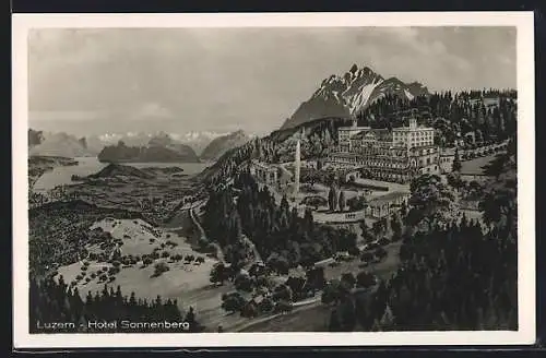 AK Luzern, Hotel Sonnenberg mit Umgebung aus der Vogelschau