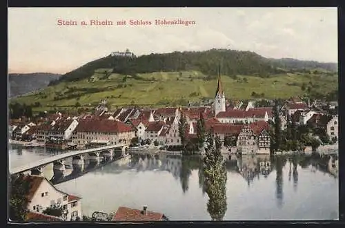 AK Stein a. Rhein, Teilansicht mit Brücke und Schloss Hohenklingen