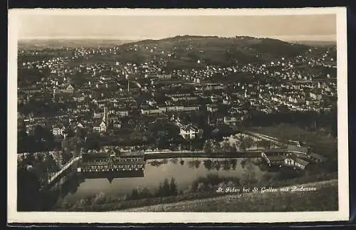 AK St. Fiden /St. Gallen, Gesamtansicht mit Bodensee