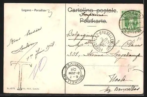 AK Lugano, Paradiso, Ortsansicht mit Seeblick und gewaltigem Bergpanorama