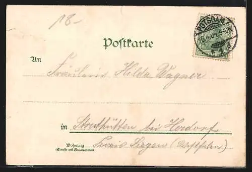 Lithographie Potsdam, Tabacks Collegium, bei Nacht im Schnee