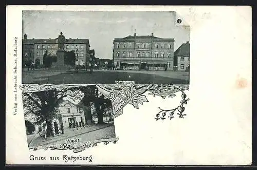 AK Ratzeburg, Marktplatz mit Denkmal, Wache