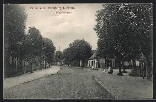 AK Rotenburg i. Hann, Brauerstrasse und Frau mit Kind