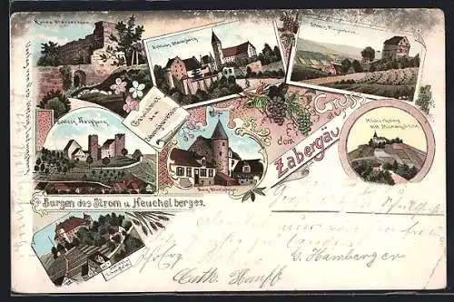 Lithographie Brackenheim, Ruine Blankenhorn, Schloss Stocksberg, Burg Bönningheim