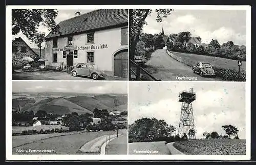 AK Wiblingwerde, Gasthof Zur schönen Aussicht, Dorfeingang, Fernmeldeturm, Blick vom Fernmeldeturm auf den Ort