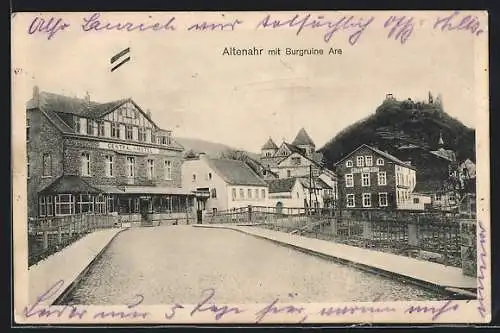 AK Altenahr, Cental-Hotel, Hotel zur Post und Burgruine Are