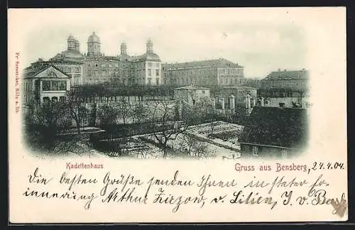 AK Bensberg, Kadettenhaus mit Umgebung aus der Vogelschau