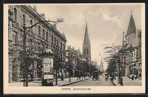 AK Herne, Litfasssäule in der Bahnhofstrasse