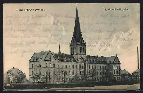 AK Sendenhorst i. W., St.-Josephs-Hospital, Panorama-Ansicht